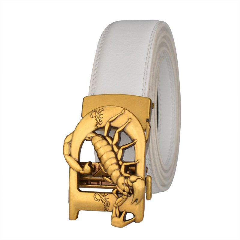 Men's Automatic Leather Bronze Vintage Buckle Cowhide Belt - Image 7