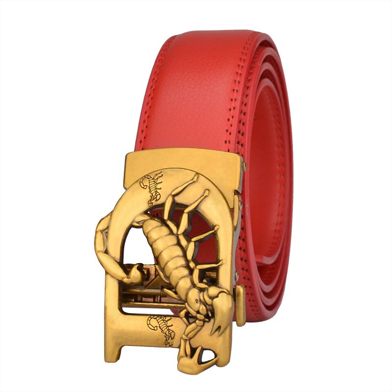 Men's Automatic Leather Bronze Vintage Buckle Cowhide Belt - Image 2