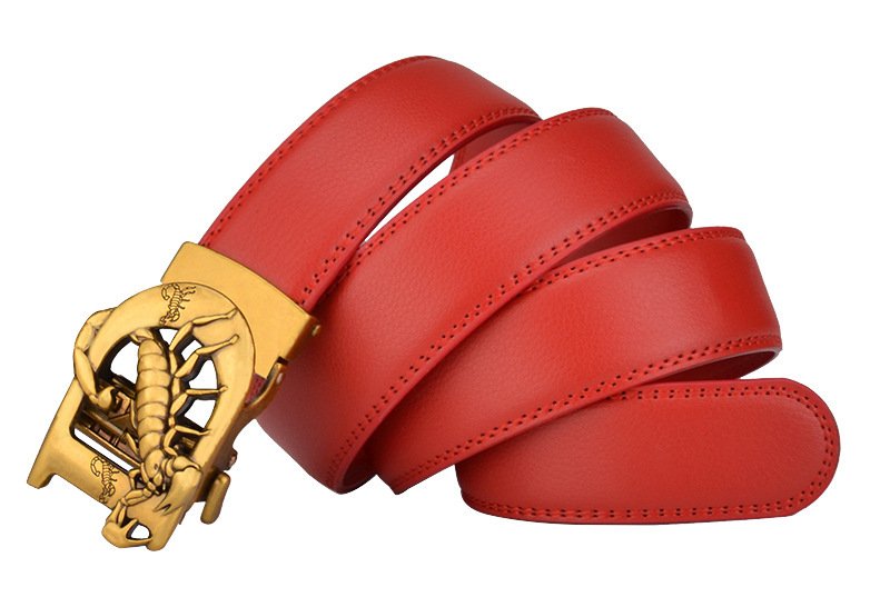 Men's Automatic Leather Bronze Vintage Buckle Cowhide Belt - Image 5