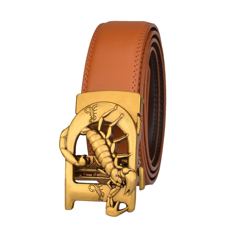 Men's Automatic Leather Bronze Vintage Buckle Cowhide Belt - Image 10